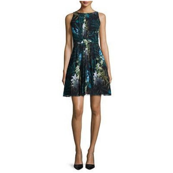 TED BAKER LONDON Ameda Twilight Floral Print Pleat Dress